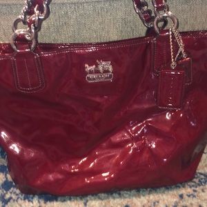 Red coach shoulder bag
